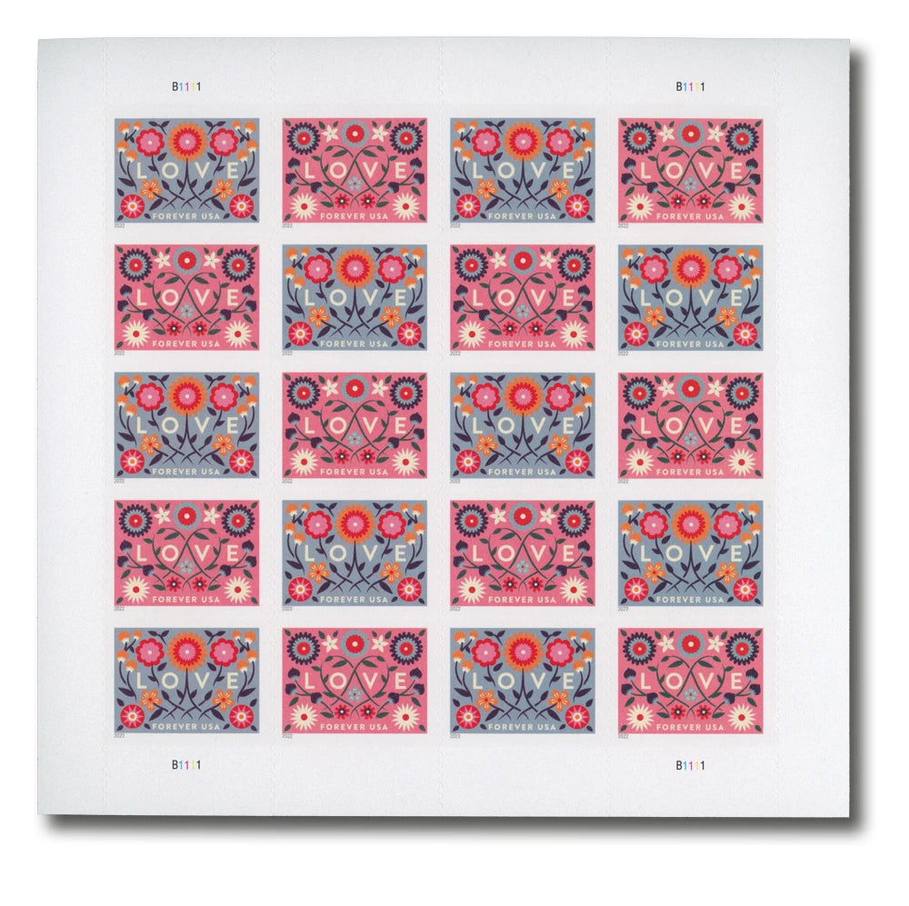 2022 Love Forever Stamps (5 Panes - 100 Total)
