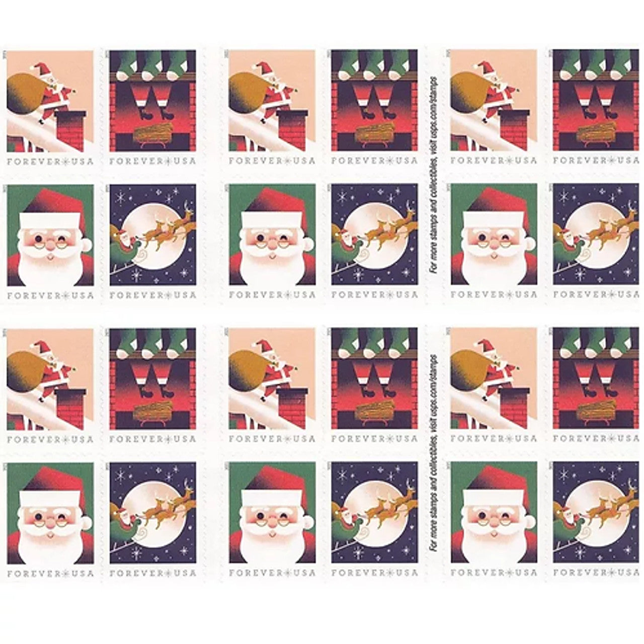 A Visit from St. Nick 2021 Forever Stamps (5 Booklets of 20 - 100 Total)