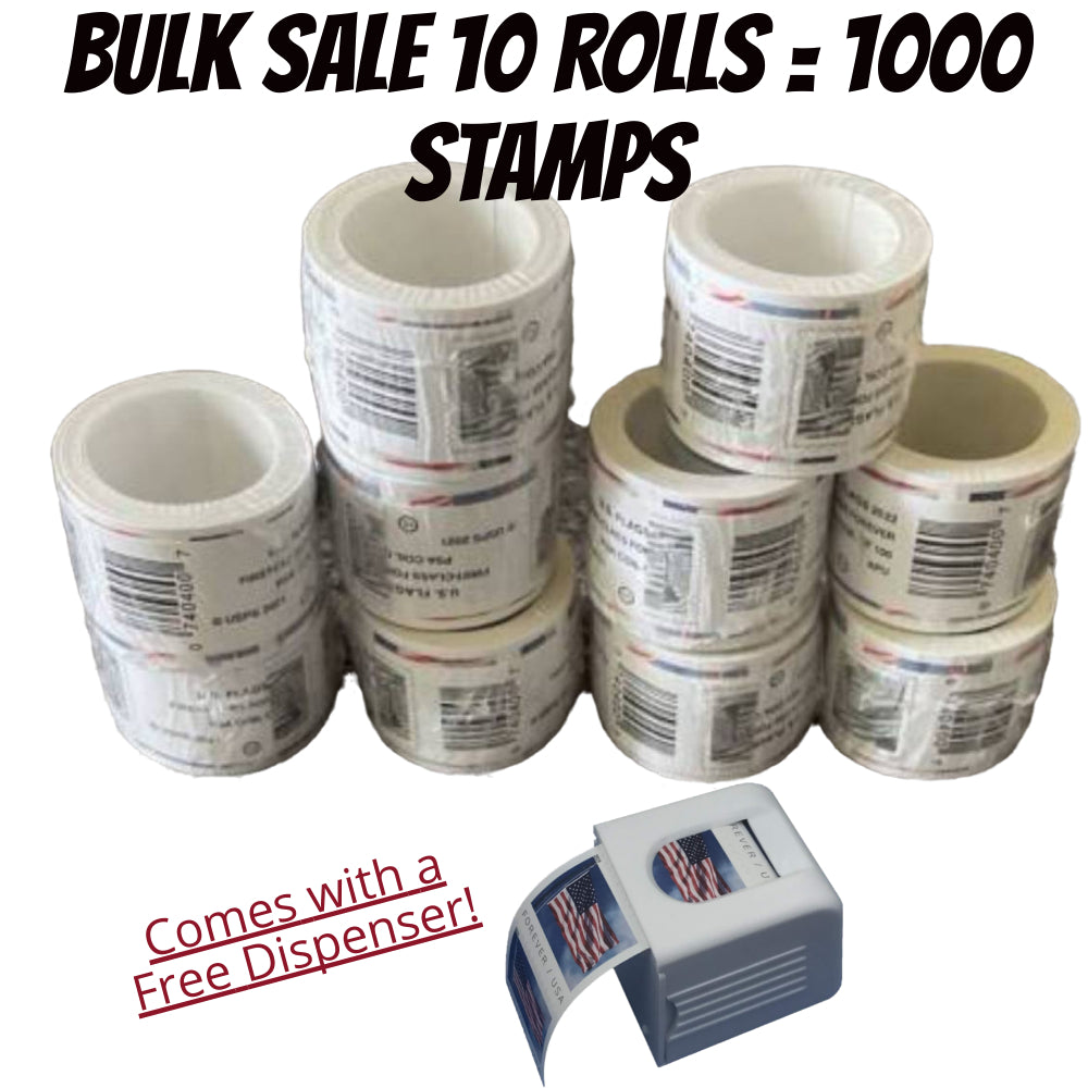 SUPER BULK SALE! 10 Coils/rolls of 100 (1000 Total) Random Years USPS Forever Stamps
