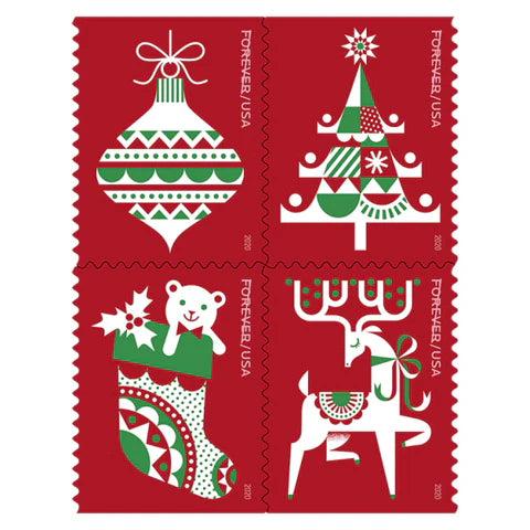 Holiday Delights Forever Stamps (5 Booklets of 20 - 100 Total)