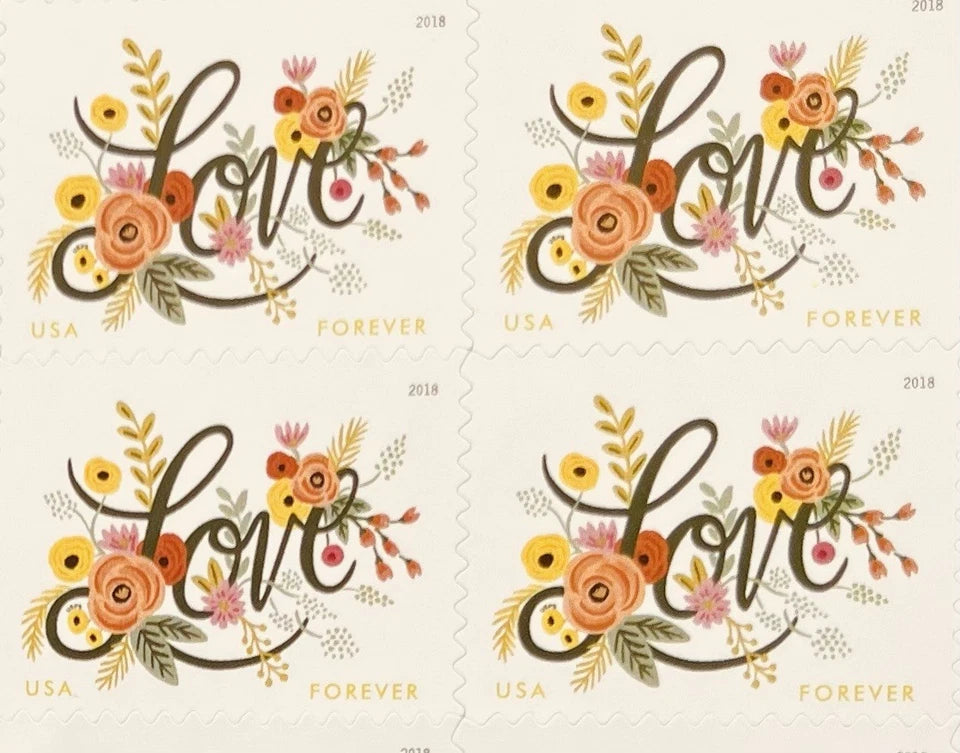 Love 2018 Forever Stamps (5 Panes - 100 Total)
